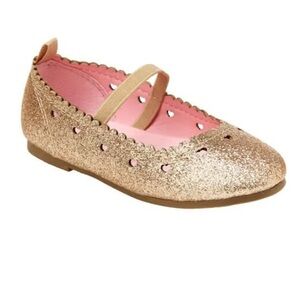 Carter’s Girl’s Gold Glitter Mary Jane Hearts Flat Shoes Size 12